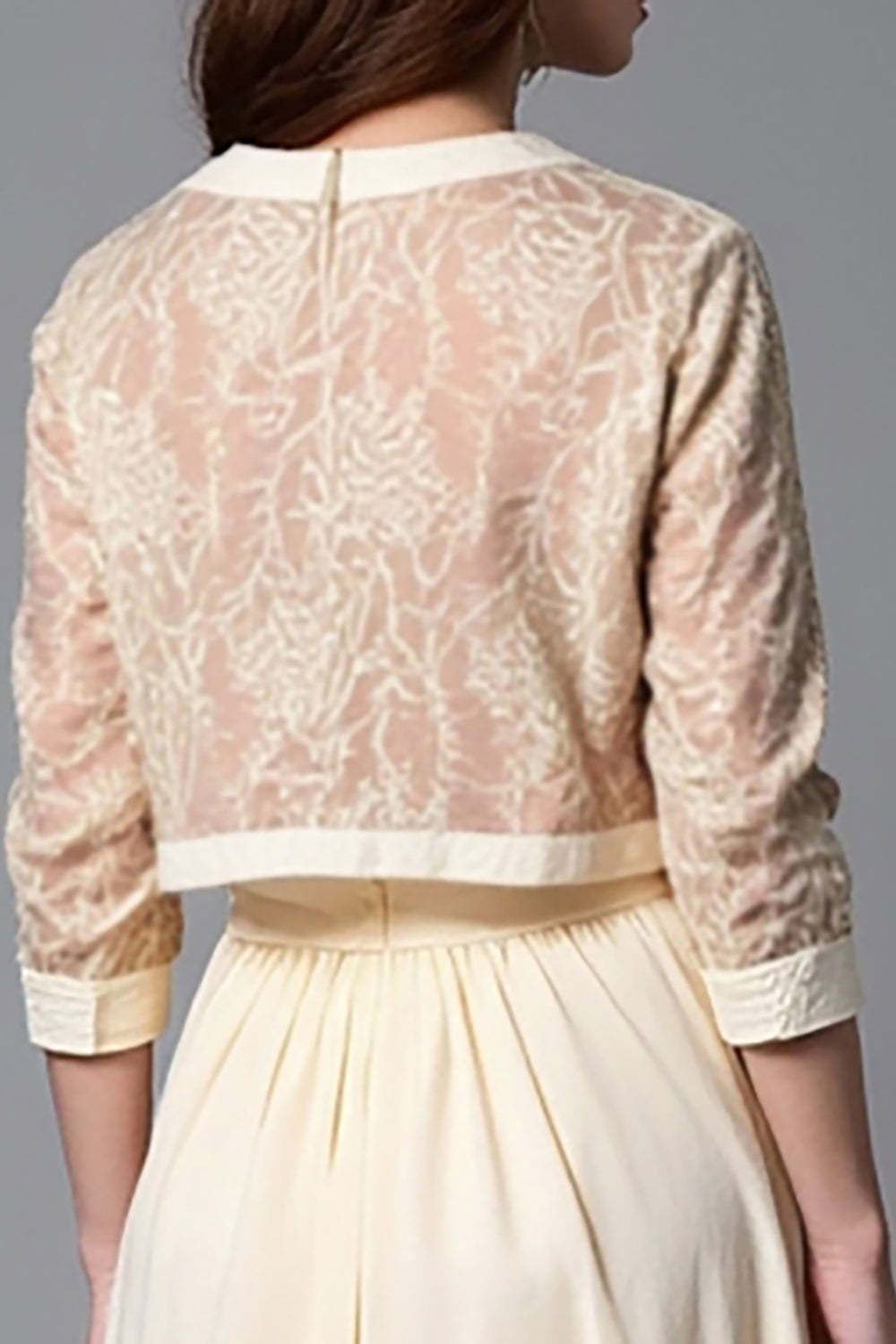 Champagne A Line Tea Length Mother of the Bride Dress with Jacket