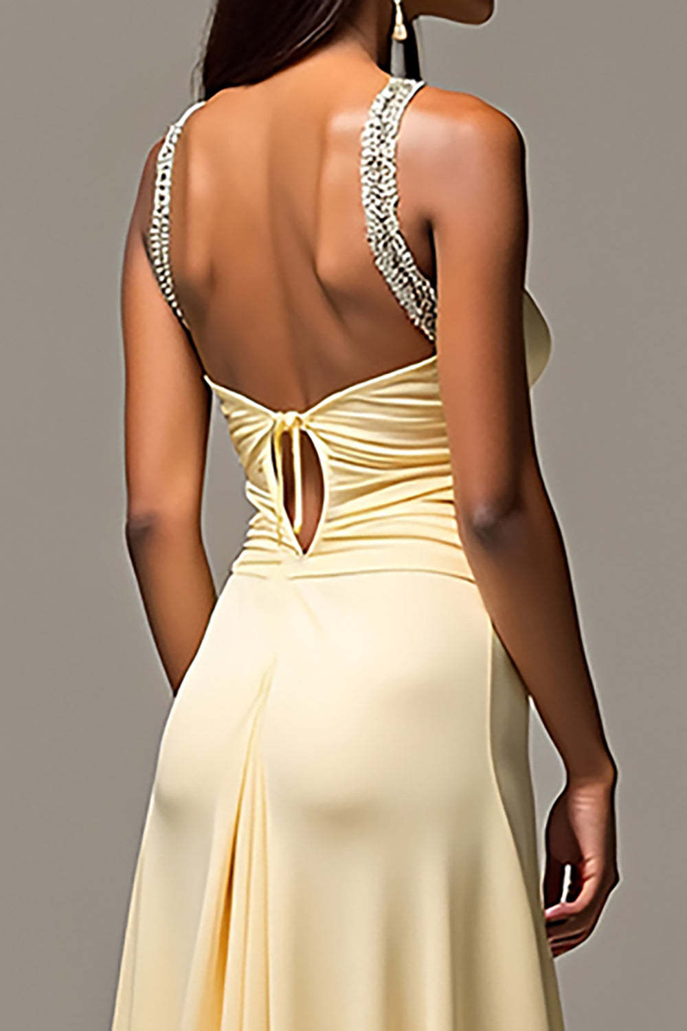 Daffodil A Line Beaded Sweep Train Prom Dress