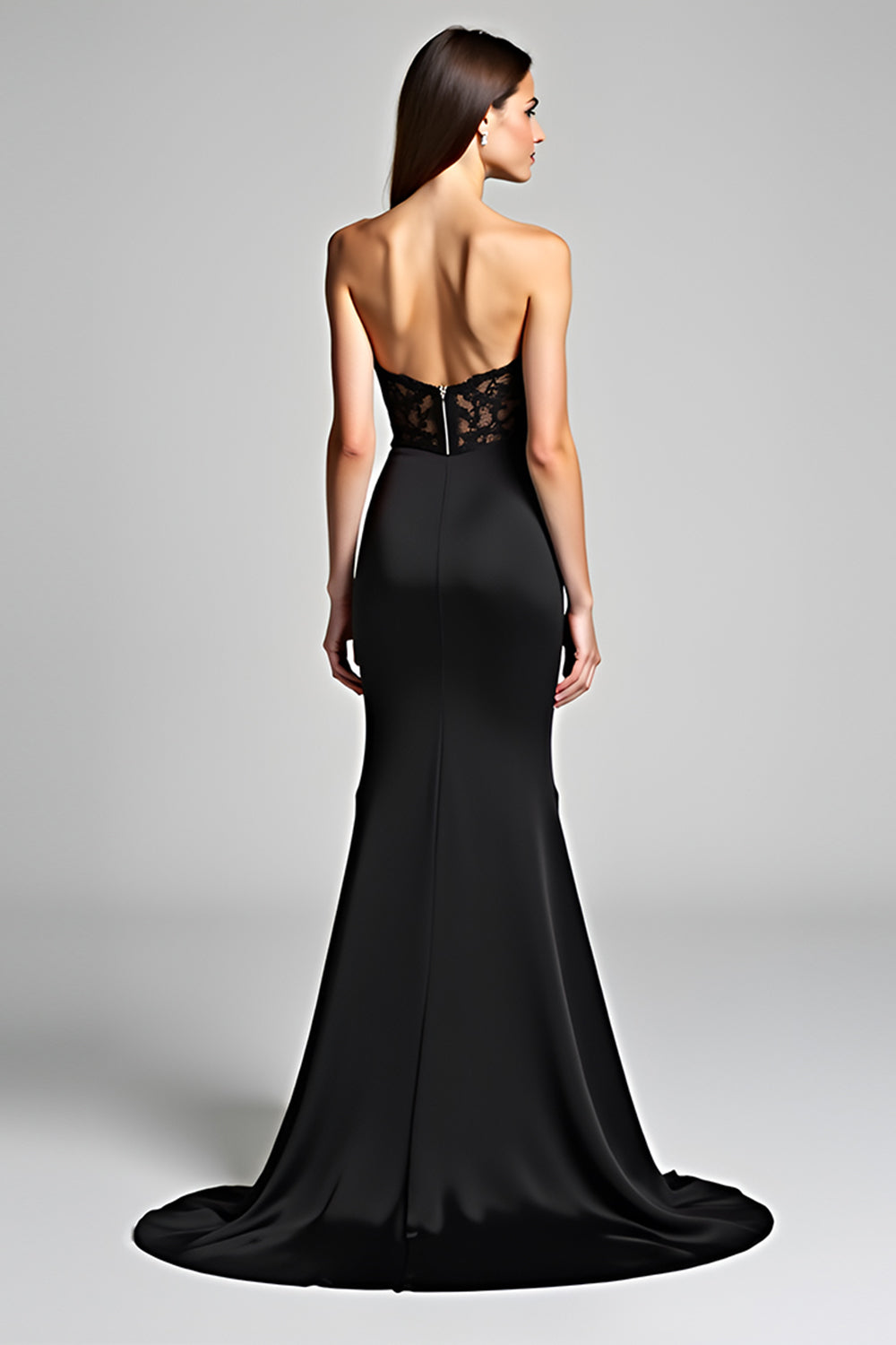 Black Mermaid Strapless Sweetheart Long Formal Dress with Slit