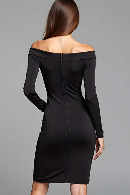 Black Bodycon Off the Shoulder Short Graduation Dress