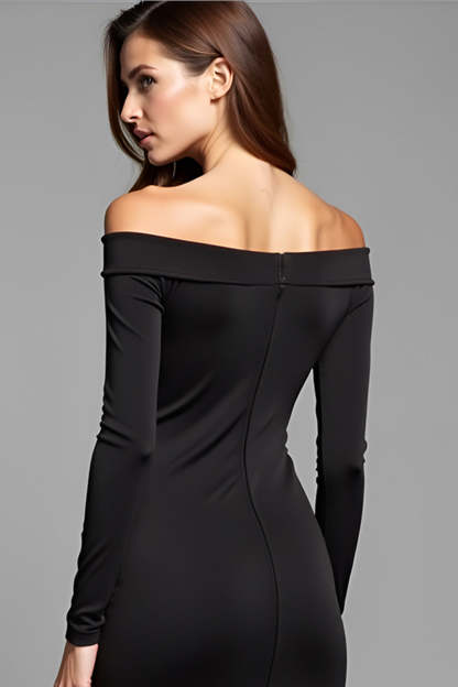 Black Bodycon Off the Shoulder Short Graduation Dress