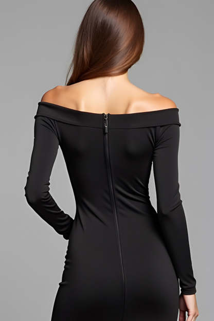 Black Bodycon Off the Shoulder Short Graduation Dress