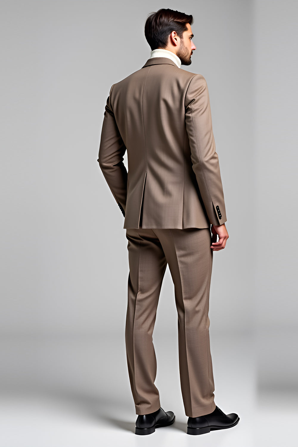 Luxury Khaki Notch Lapel Two Button 2 Piece Men Suits