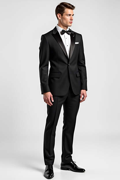Leely Men Black Notch Lapel 2 Piece Prom Suits One Button Formal Men's Suits