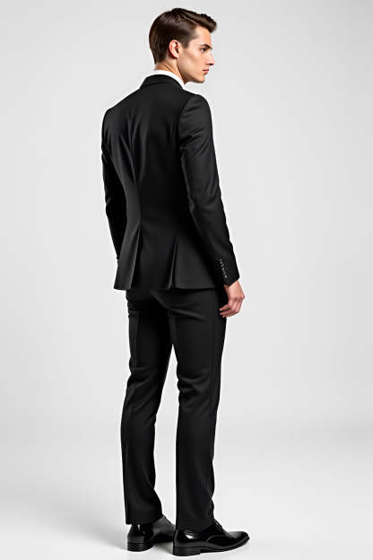 Black Notch Lapel One Button 2 Piece Formal Men Suits