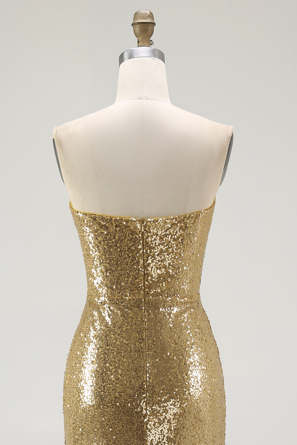 Sparkly Sweetheart Gold Mermaid Sequin Maxi Formal Dress with Slit