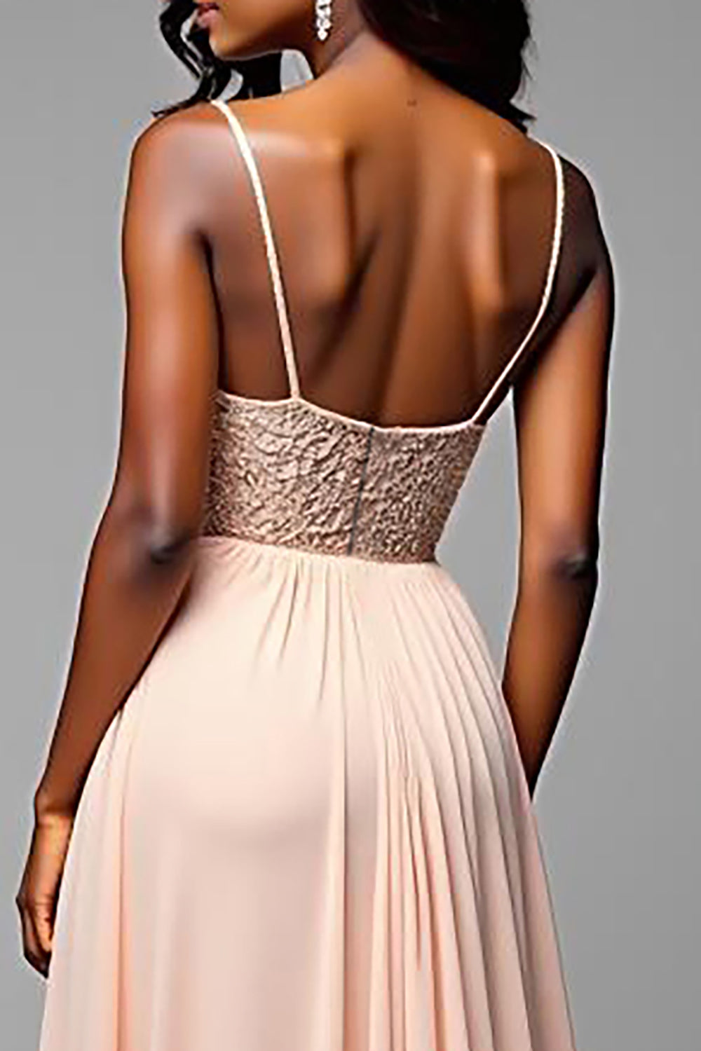Champagne A Line Spaghetti Straps Sweetheart Long Formal Dress