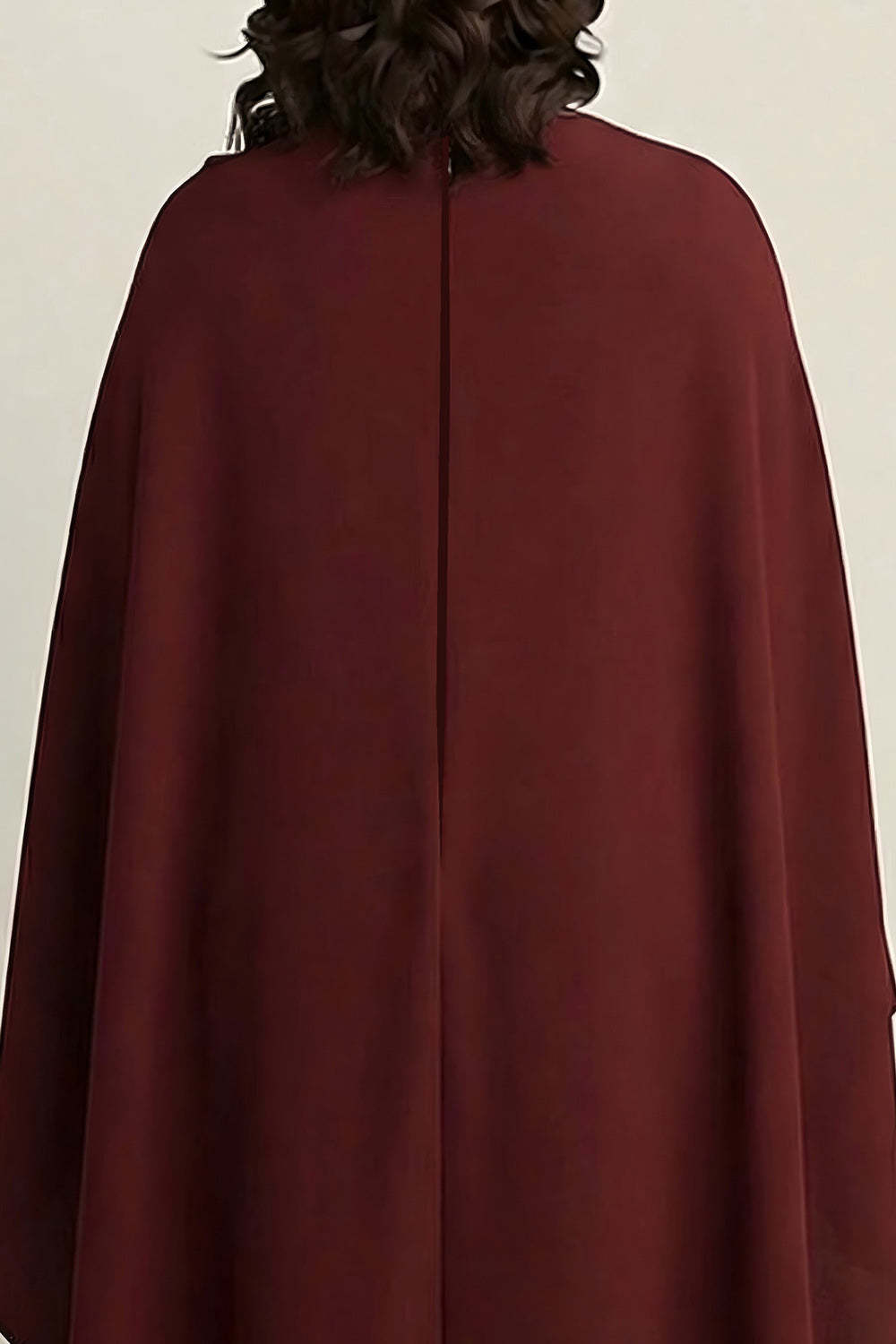 Burgundy Plus Size Sheath Ankle-Length Formal Dress with Cape