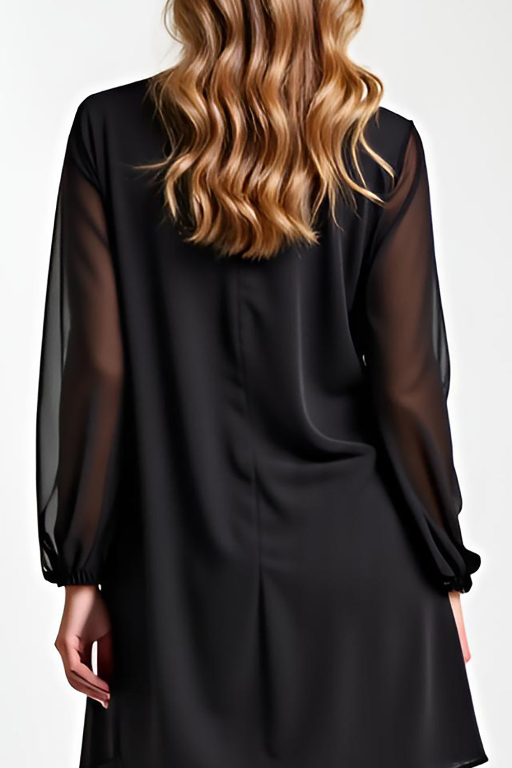 2 Piece Black Long Sleeves Chiffon Mother of the Bride Pantsuit