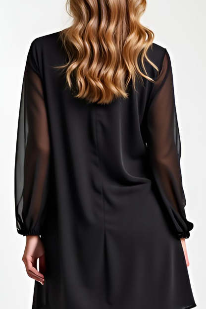 2 Piece Black Long Sleeves Chiffon Mother of the Bride Pantsuit