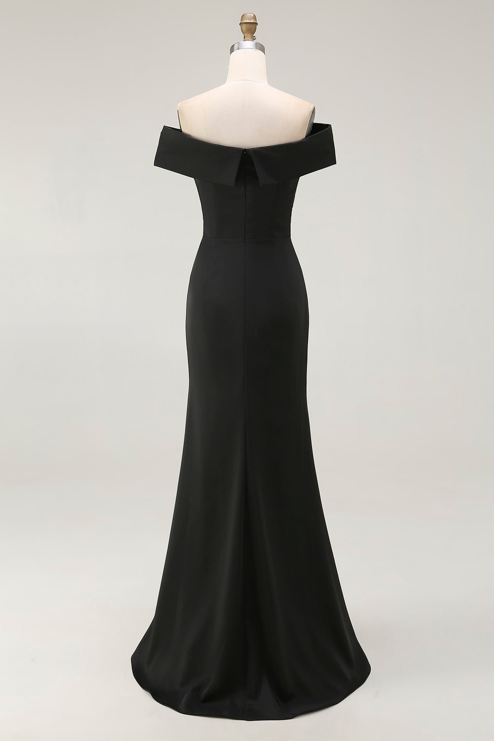 Off the Shoulder Mermaid Maxi Black Formal Dress with Slit