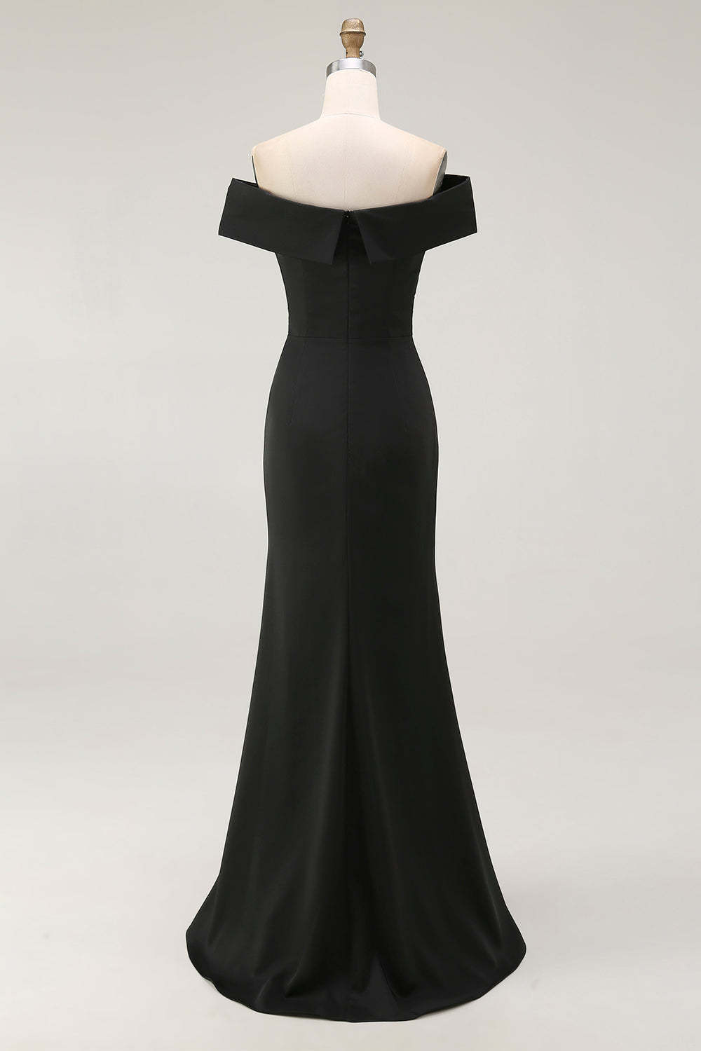 Off the Shoulder Mermaid Maxi Black Formal Dress with Slit
