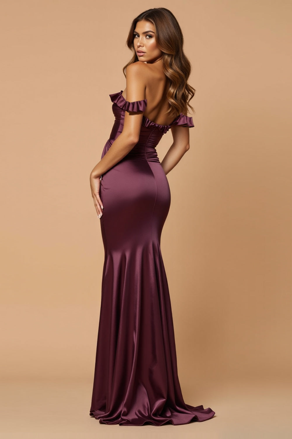 Purple Sheath Off the Shoulder Elegant Long Prom Dress with Slit