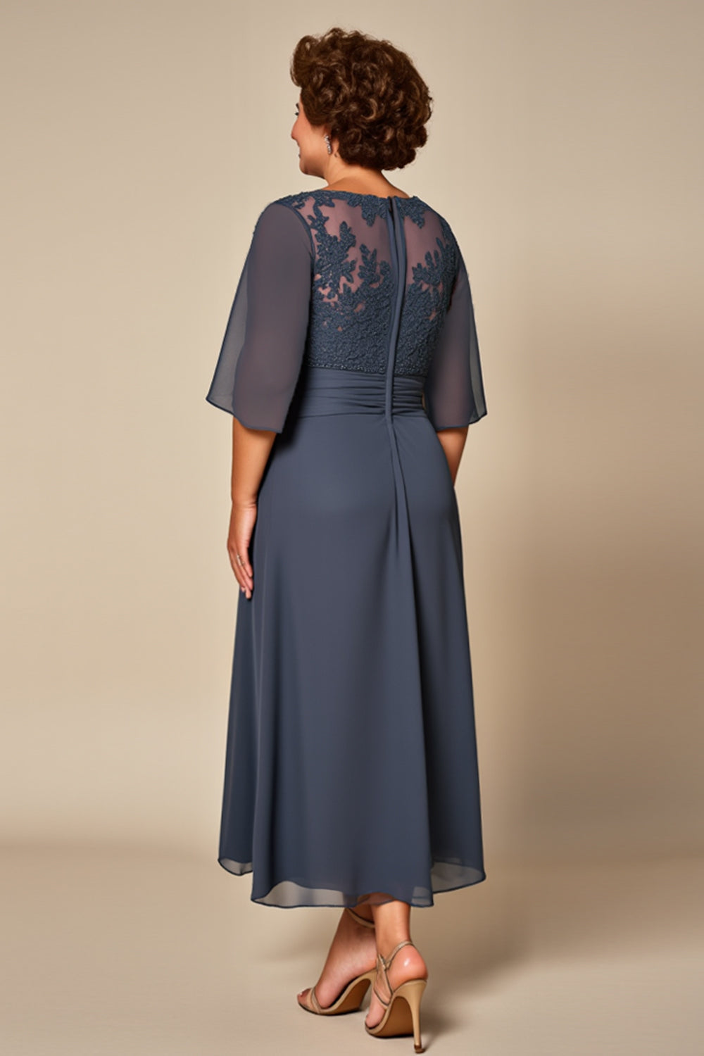 Twilight Appliqued Chiffon Plus Size Long Mother of the Bride Dress
