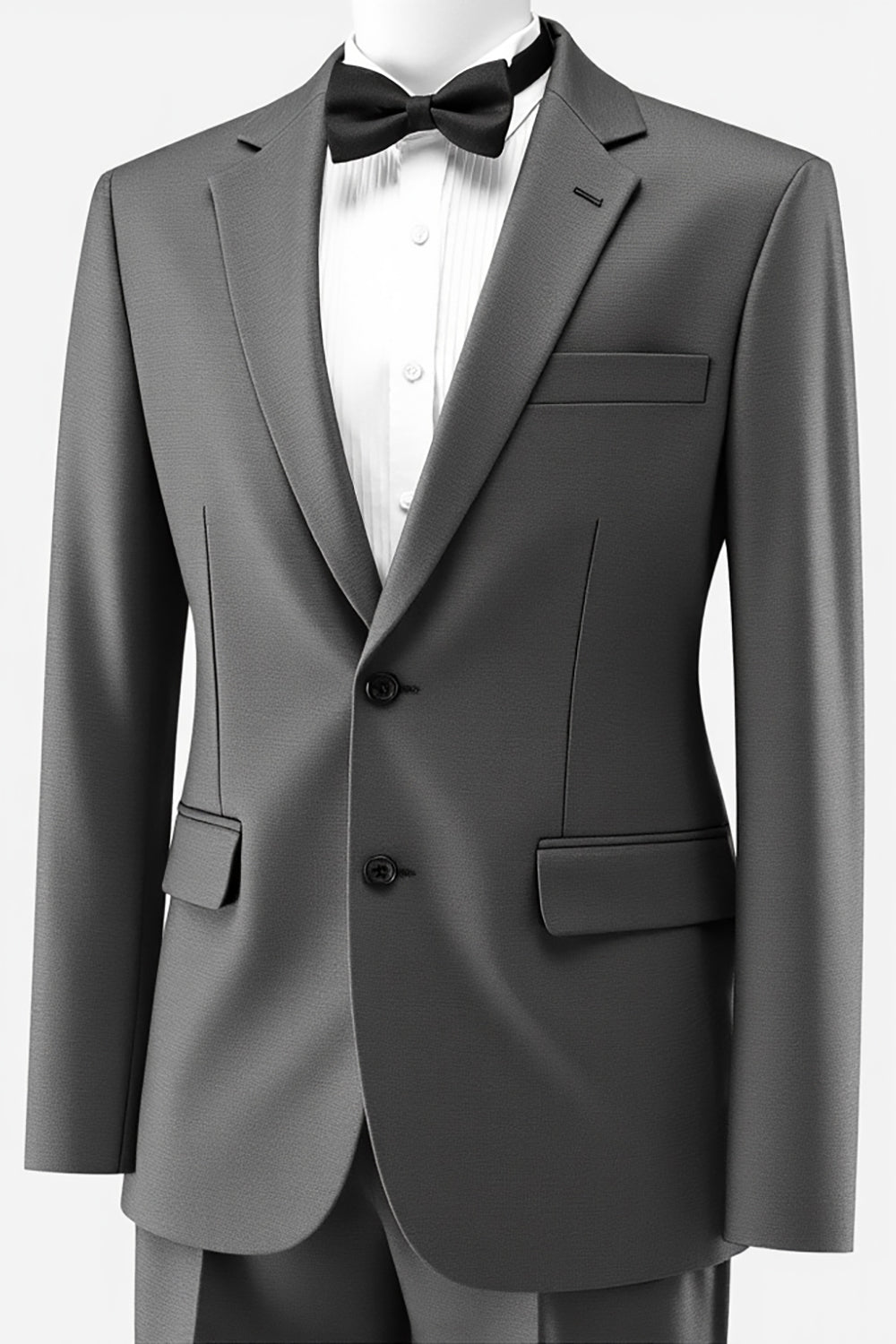 Men's Grey Double Breasted 2 Pieces Notched Lapel Formal Suits