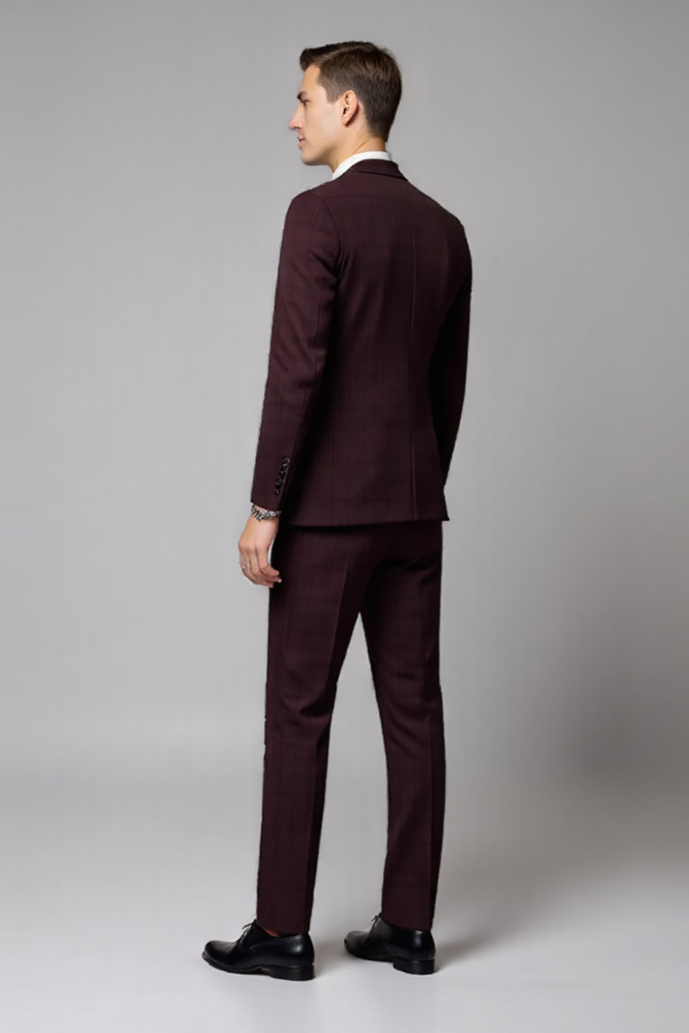 Burgundy 2 Piece Notched Lapel Men's Formal Suits
