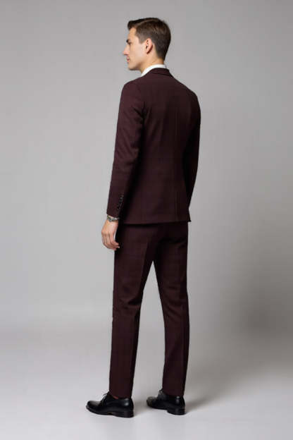 Burgundy 2 Piece Notched Lapel Men's Formal Suits