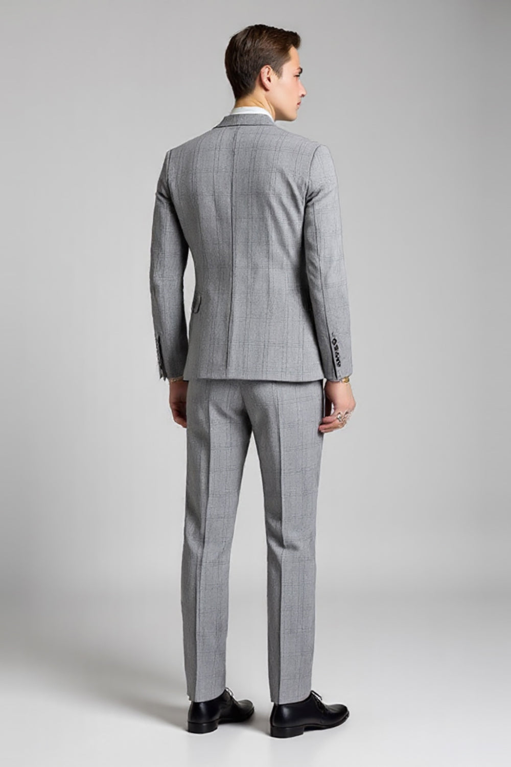 Grey Single Breasted Notched Lapel 3 Piece Men's Formal Suits
