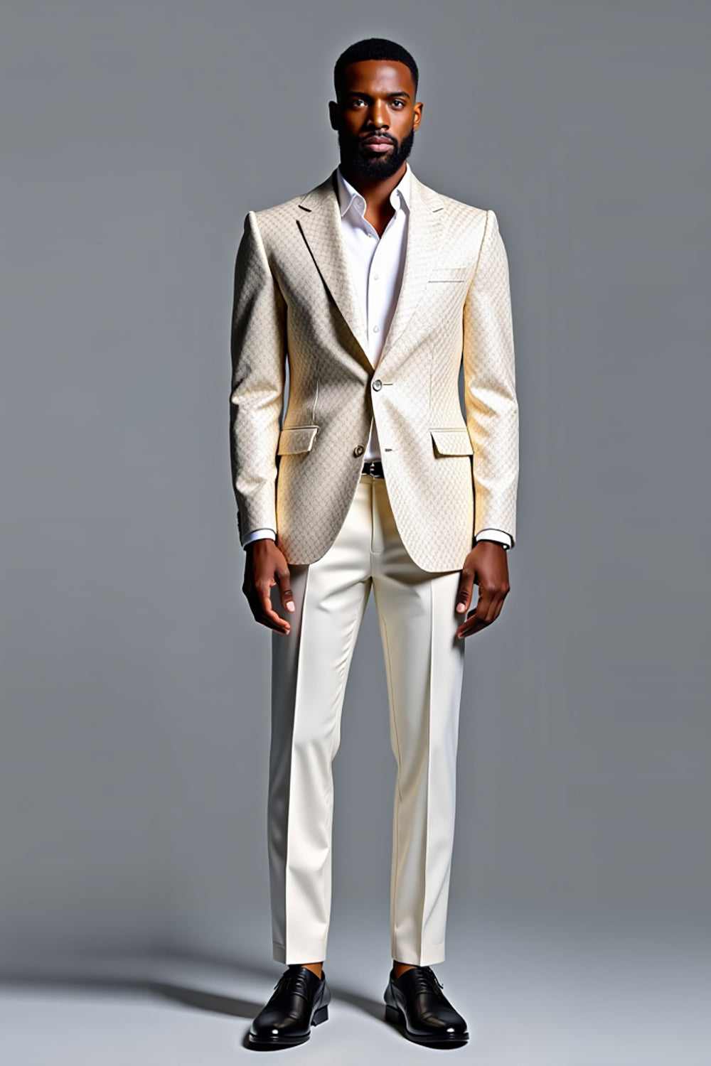 Ivory 2 Piece Notched Laple Single Breasted Men's Prom Suits