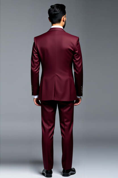 Burgundy 2 Piece Double Breasted Notched Lapel Men's Prom Suits