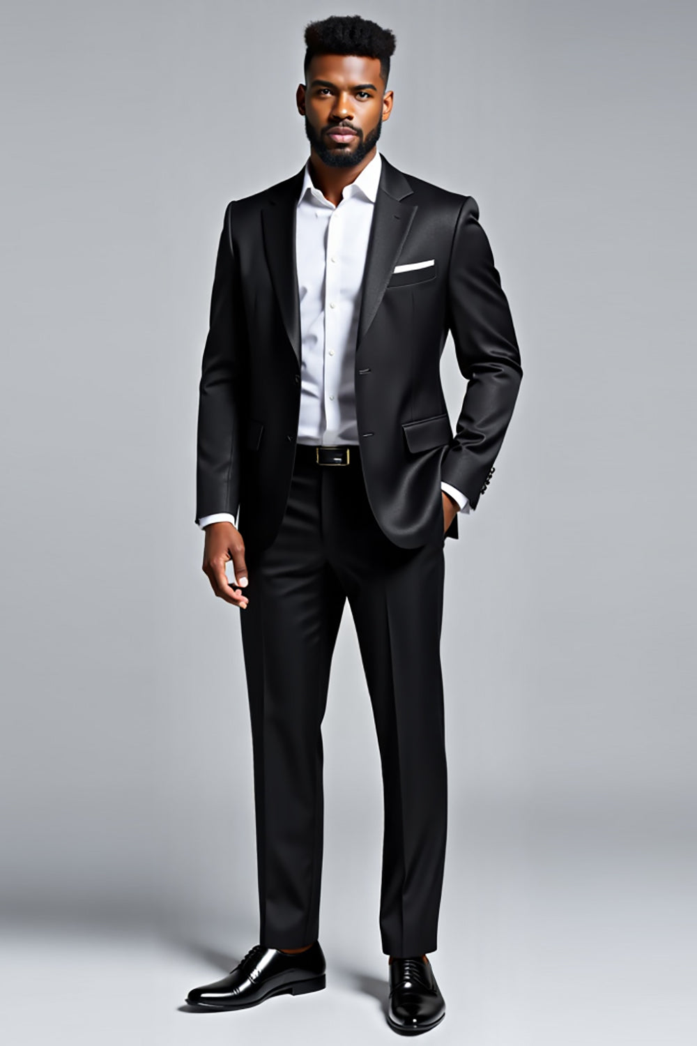 Black Slim Fit 2 Piece Notched Lapel Men's Suit