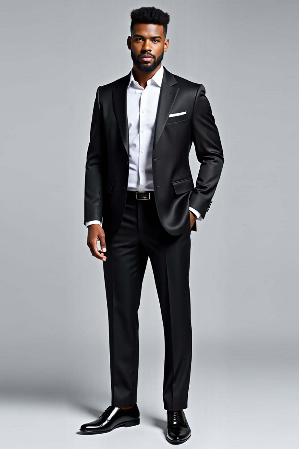 Black Slim Fit 2 Piece Notched Lapel Men's Suit