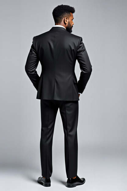 Black Slim Fit 2 Piece Notched Lapel Men's Suit
