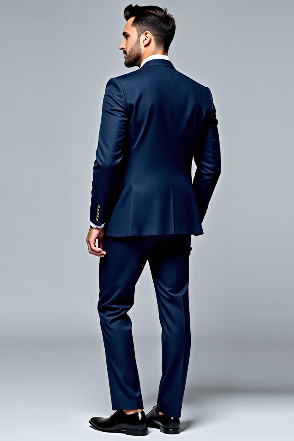 Dark Blue 2 piece Single Breasted Notched Lapel Slim fit Men's Suit