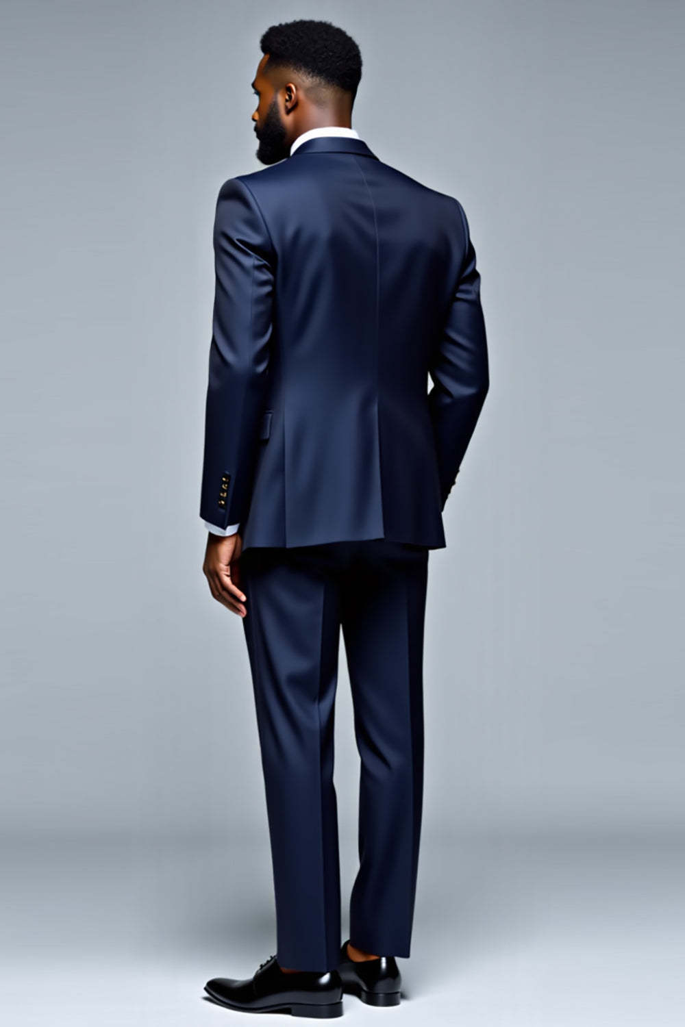 Dark Blue Notched Lapel 2 Piece Single Breasted Men's Suits
