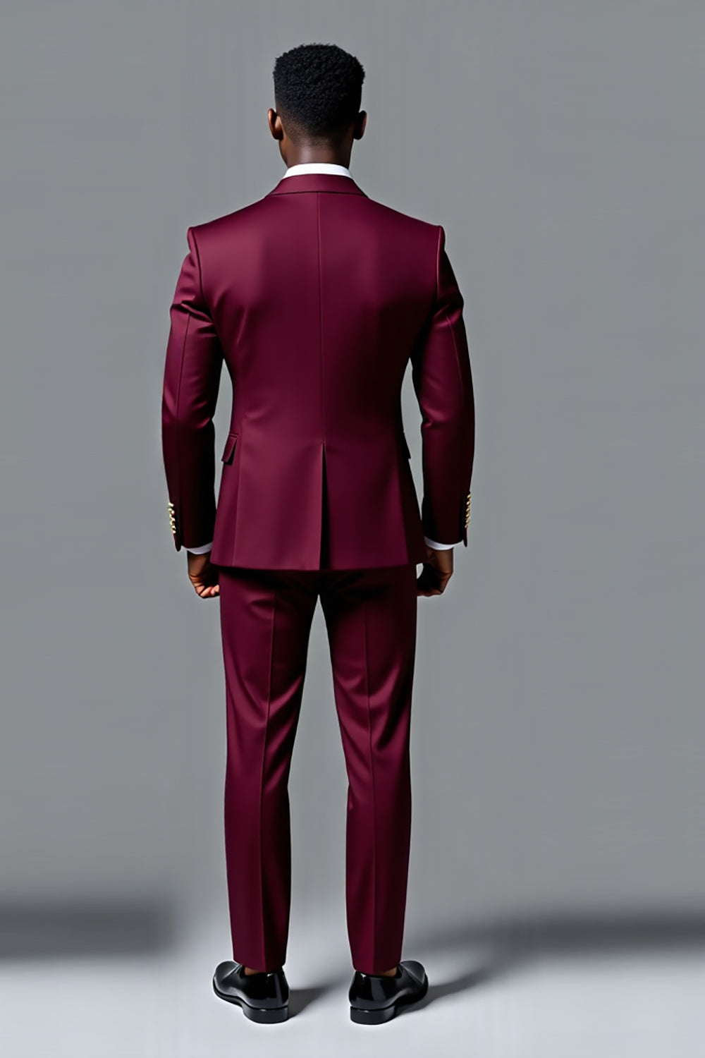 Burgundy Double Breasted 2 Piece Peak Lapel Men's Suits