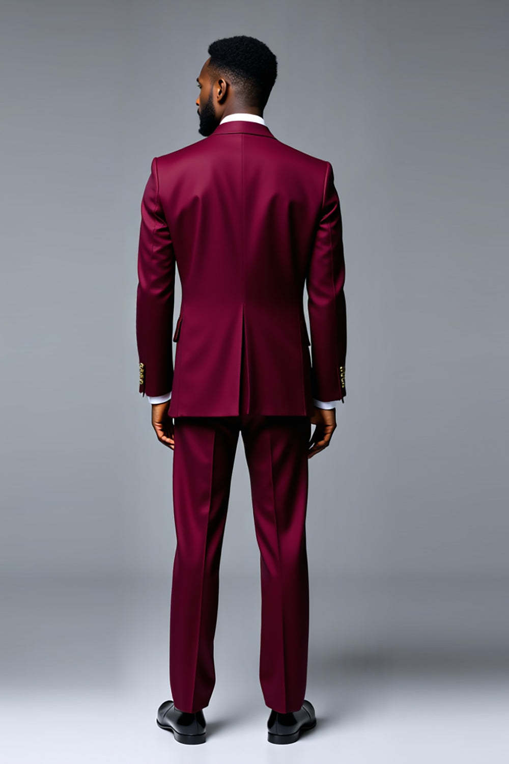 Burgundy 2 Piece Peak Lapel Double Breasted Men's Prom Suits