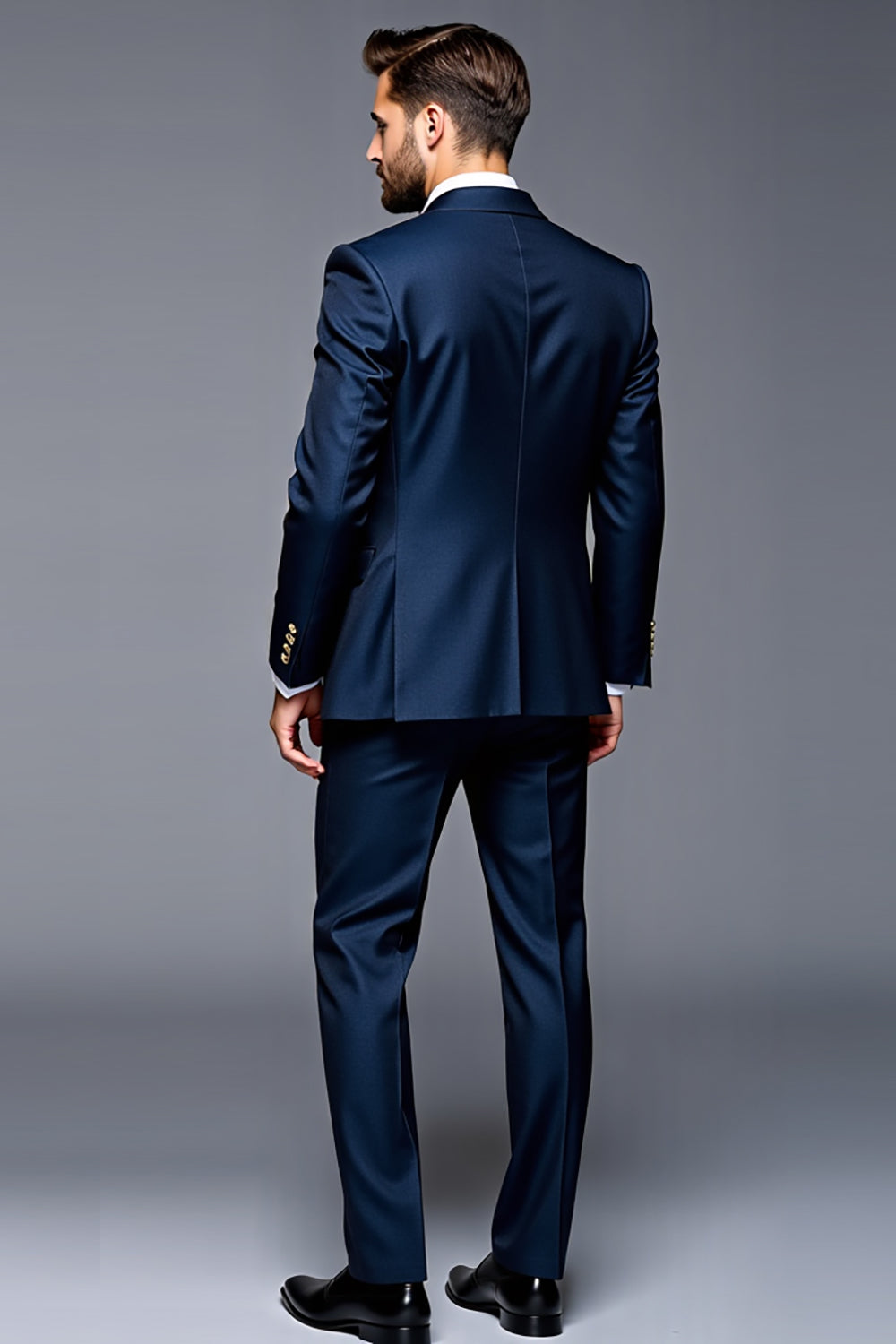 Dark Blue 3 Piece Notched Lapel Men's Party Suits