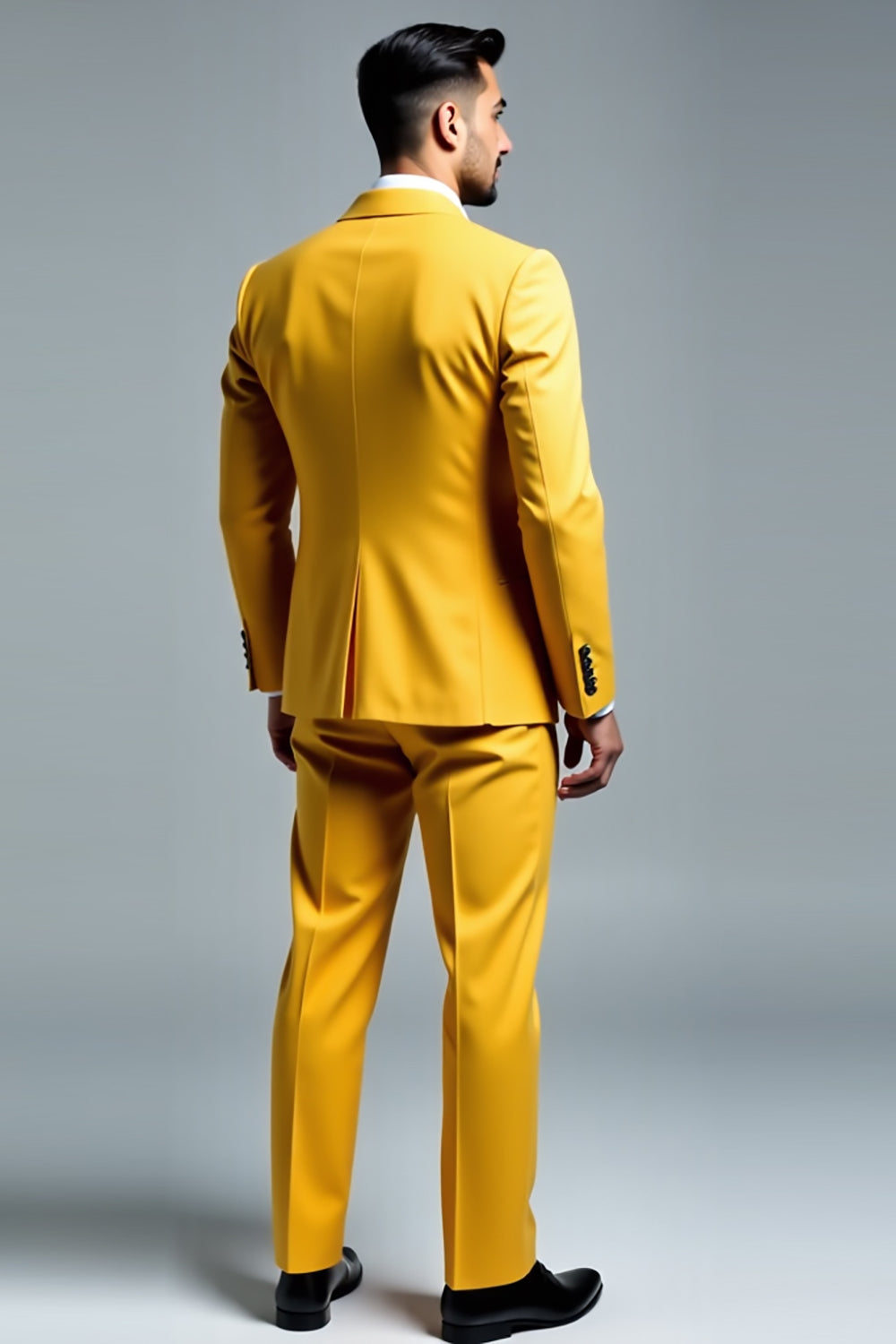 Men's Yellow 2 Piece Double Breasted Notched Lapel Prom Suits