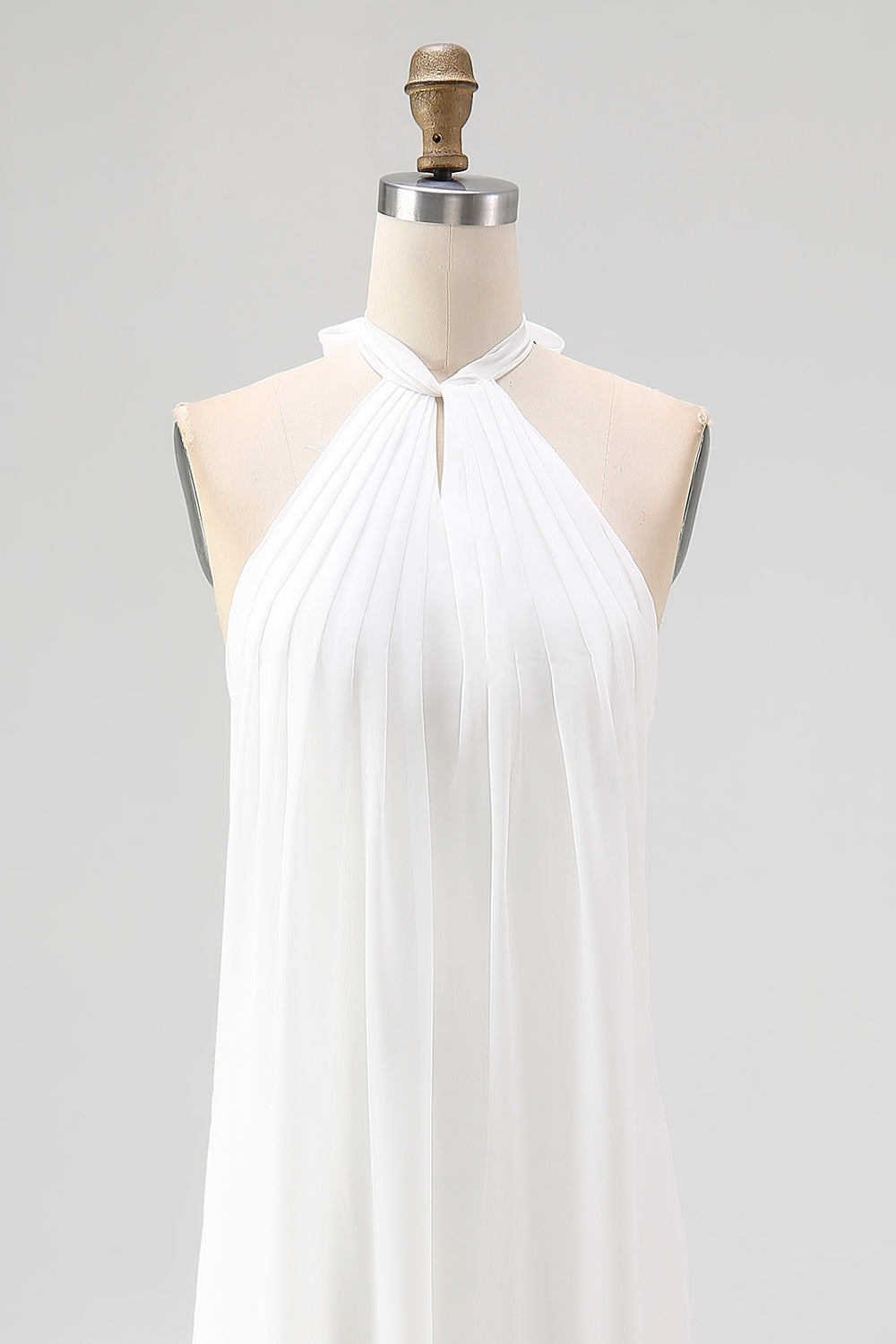 Maxi White Halter Plus Size Chiffon A Line Rehearsal Dinner Dress