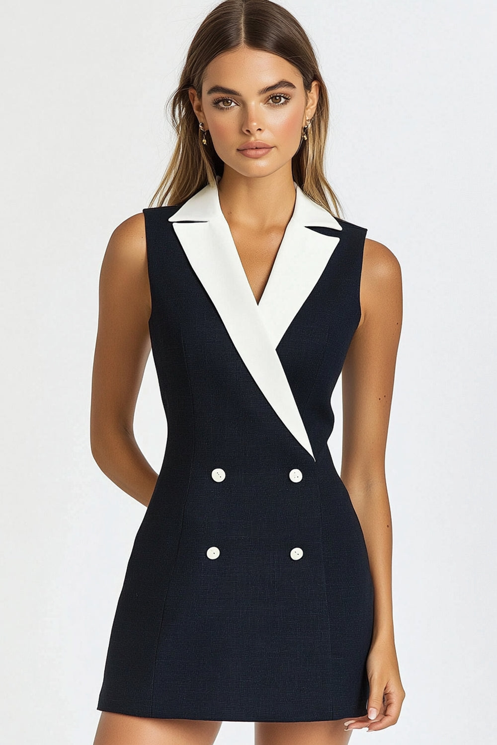 Black White Bodycon A Line Patchwork Short Semi Formal Dress
