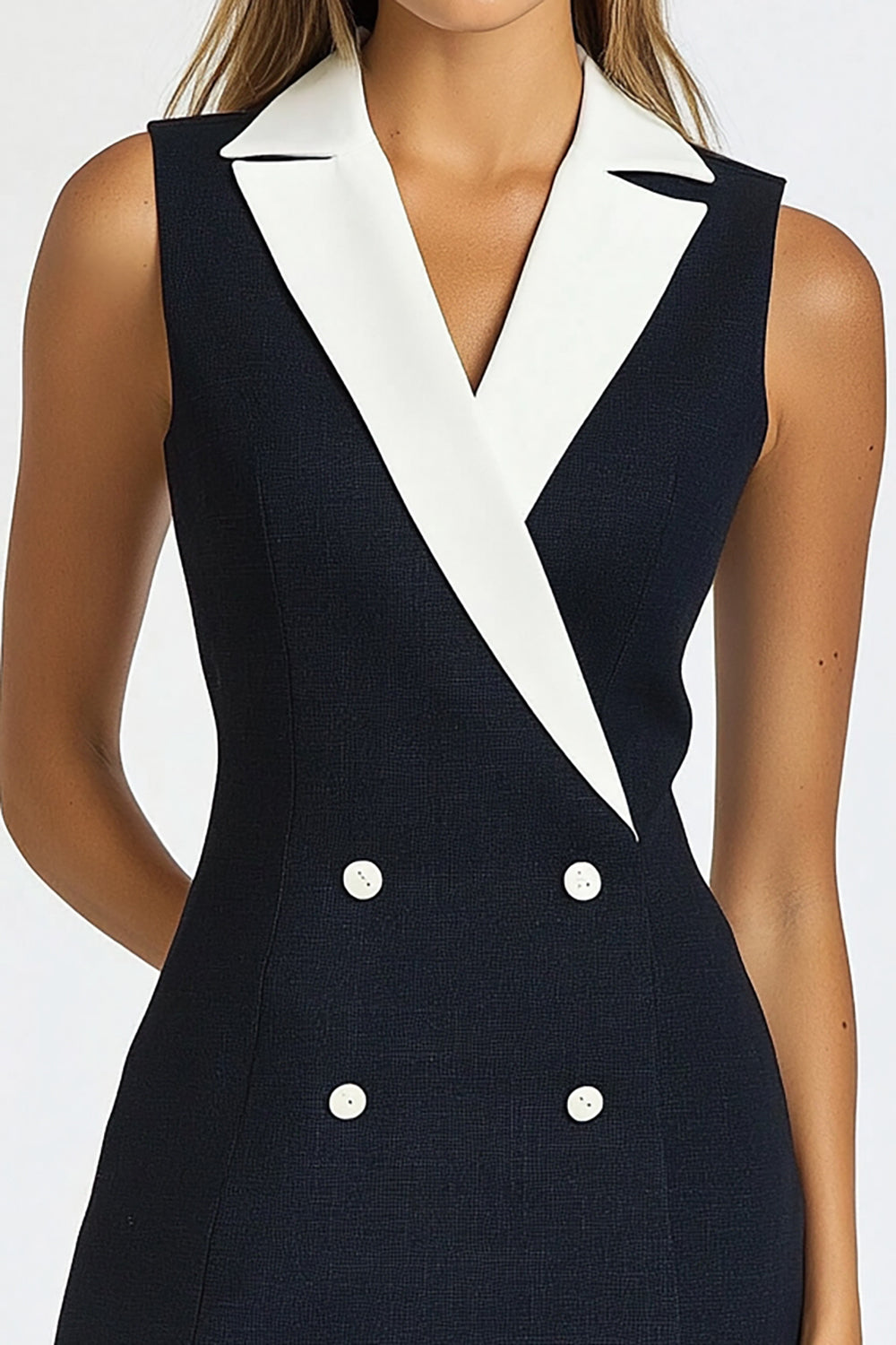 Black White Bodycon A Line Patchwork Short Semi Formal Dress