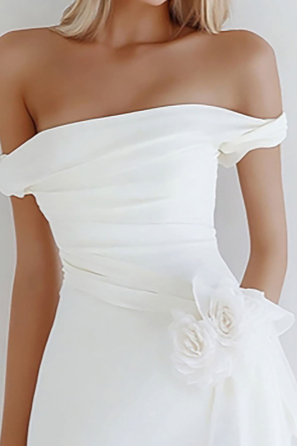 White Bodycon Satin Asymmetrical Graduation Dress with Ruffles