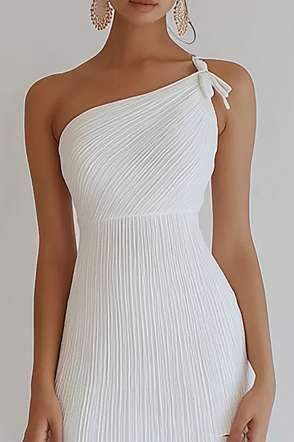 White Short Bodycon One Shoulder Pleated Graduation Dress