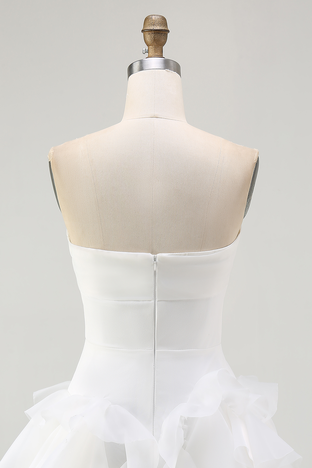 A Line Strapless Ruffled Mini Little White Dress