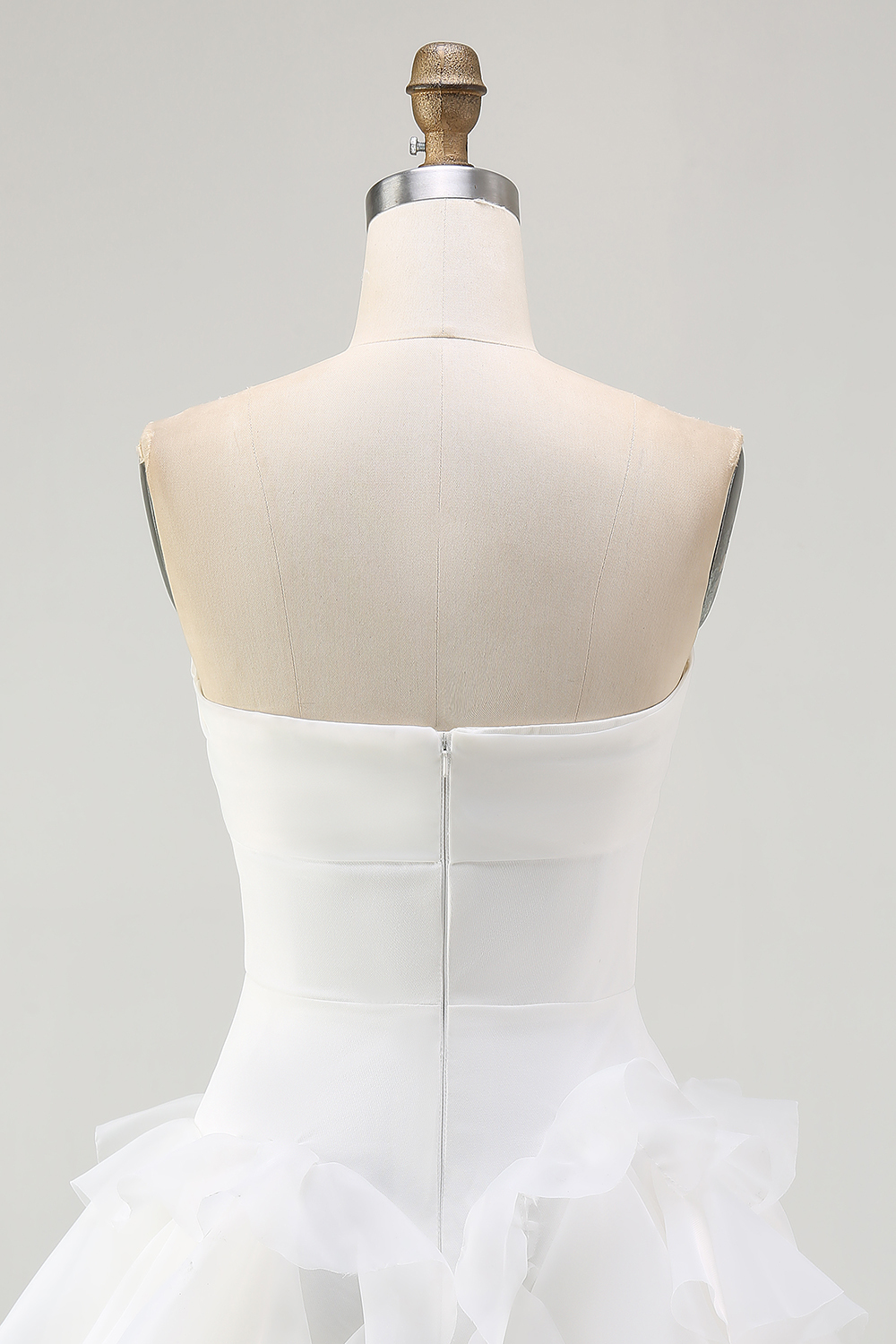 A Line Strapless Ruffled Mini Little White Dress