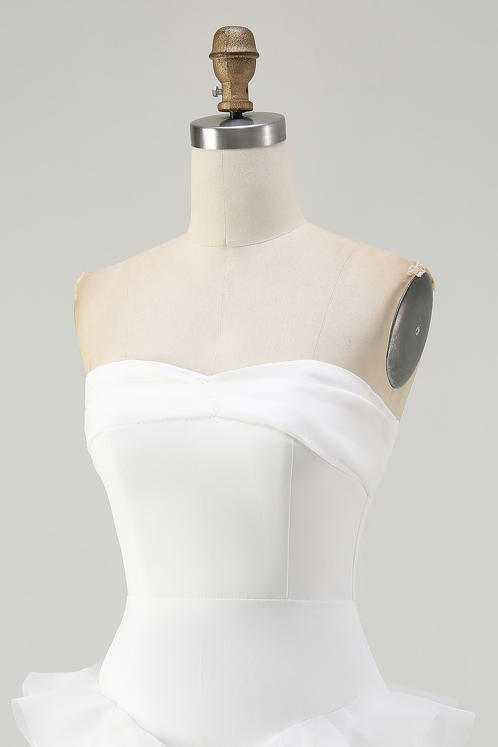 White A Line Ruffled Strapless Mini Little White Dress