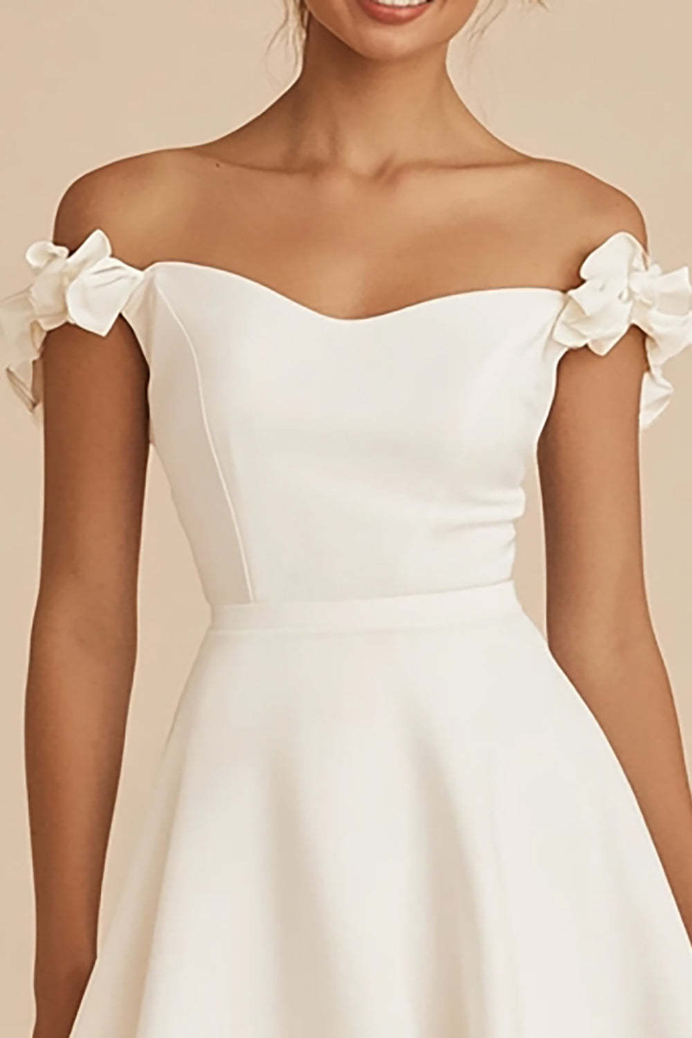 White Satin A Line Mini Graduation Dress with Ruffles