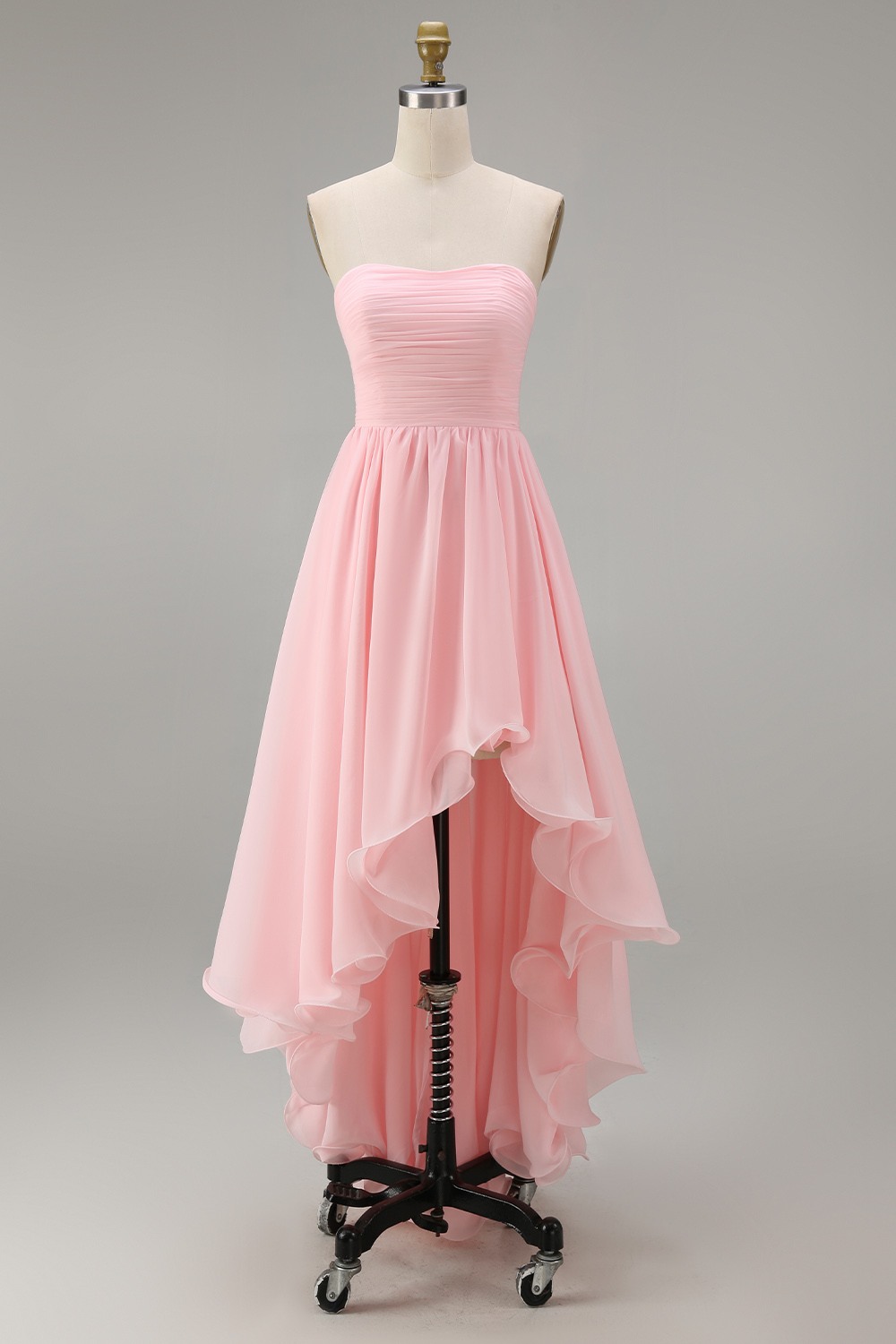 White Sweetheart High-Low Chiffon Engagement Dress with Ruffles
