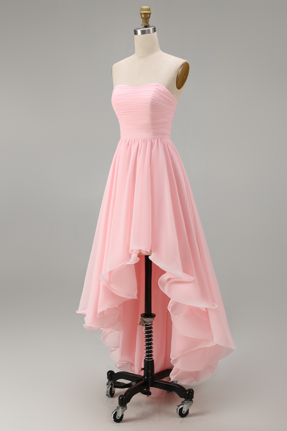 White Sweetheart High-Low Chiffon Engagement Dress with Ruffles