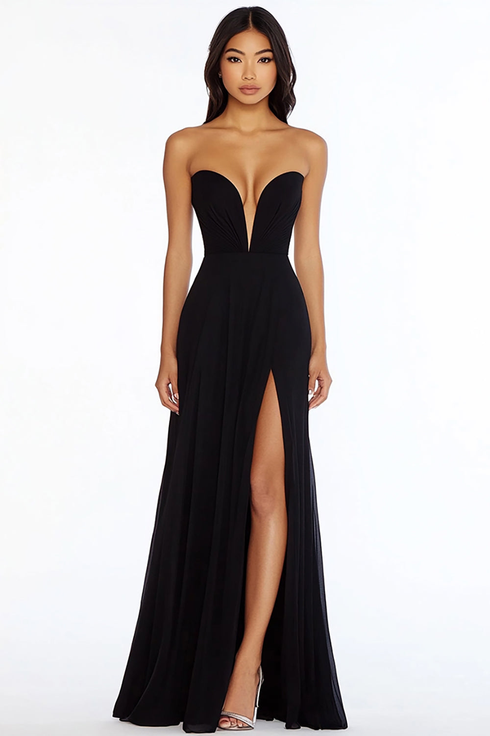Black Sweetheart Maxi Prom Dress with Slit