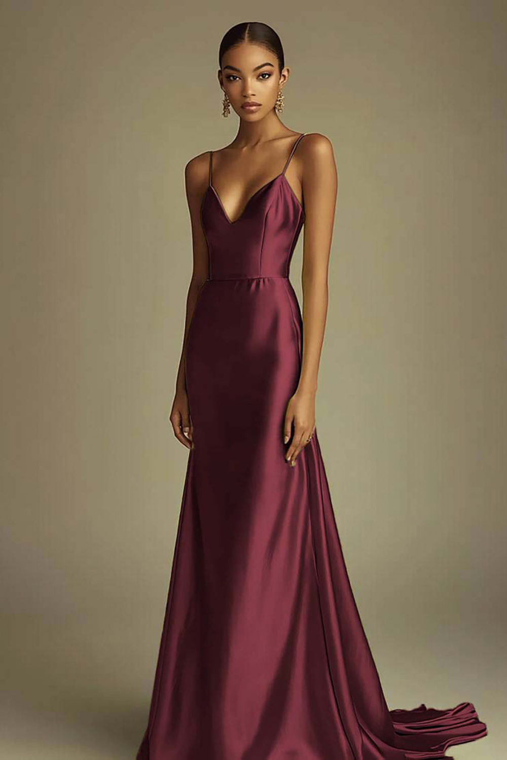 Lemon Green Satin Spaghetti Straps Maxi Prom Dress