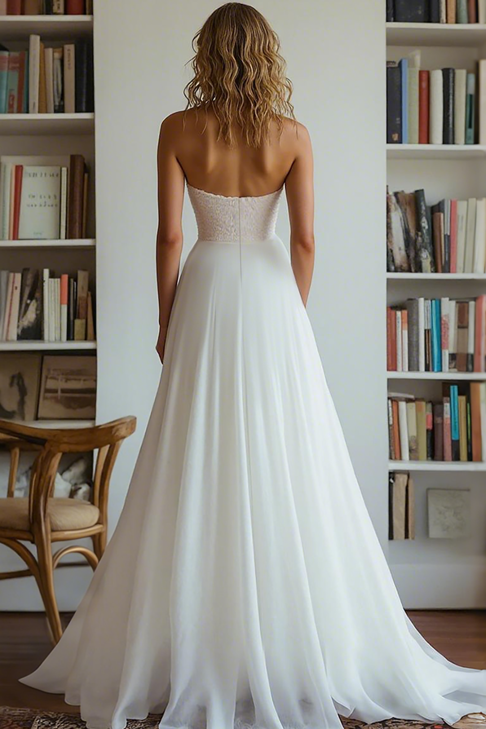 White V Neck High-Low A Line Maxi Engagement Dress