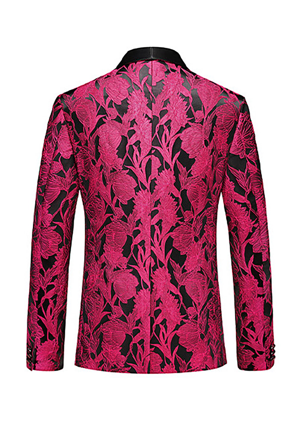 Floral Jacquard Fuchsia 3 Piece Shawl Lapel Men's Suits
