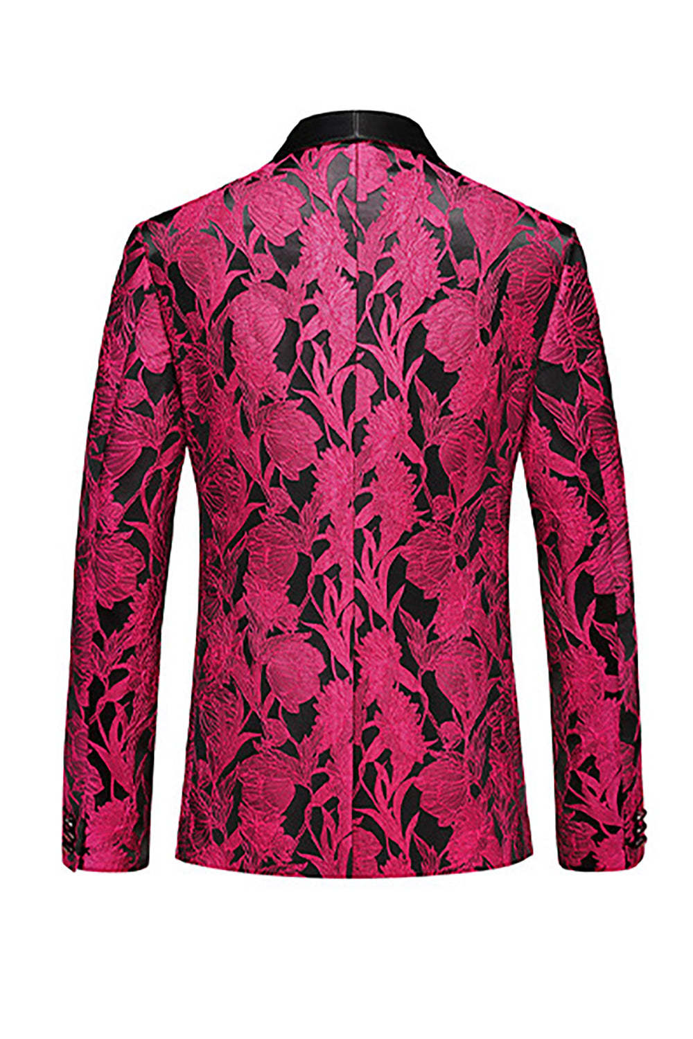Floral Jacquard Fuchsia 3 Piece Shawl Lapel Men's Suits