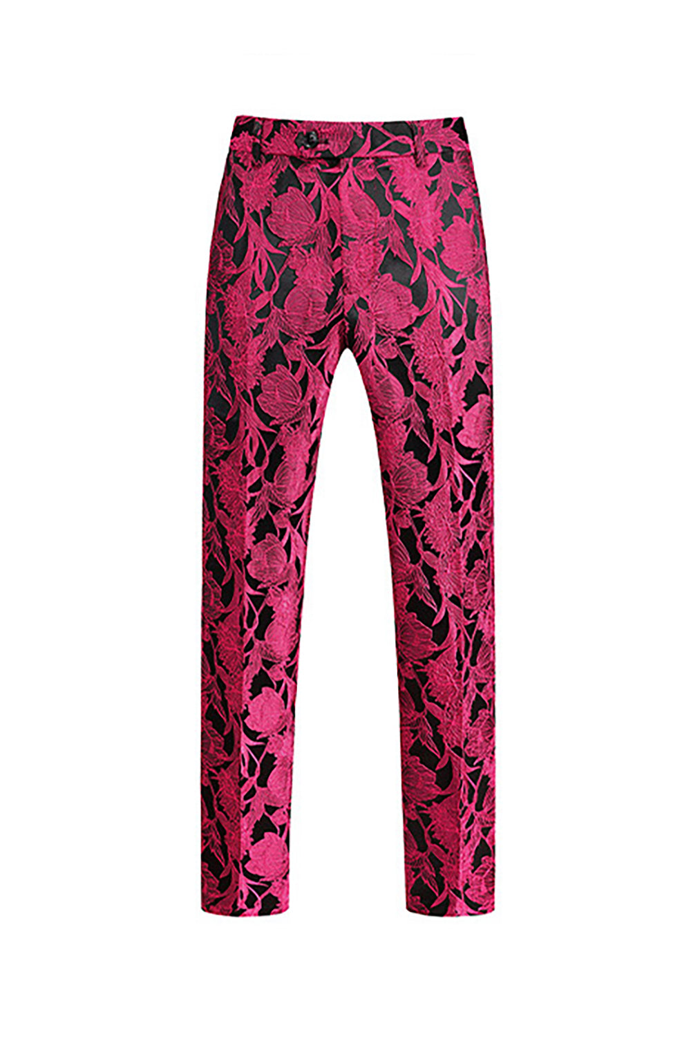 Floral Jacquard Fuchsia 3 Piece Shawl Lapel Men's Suits